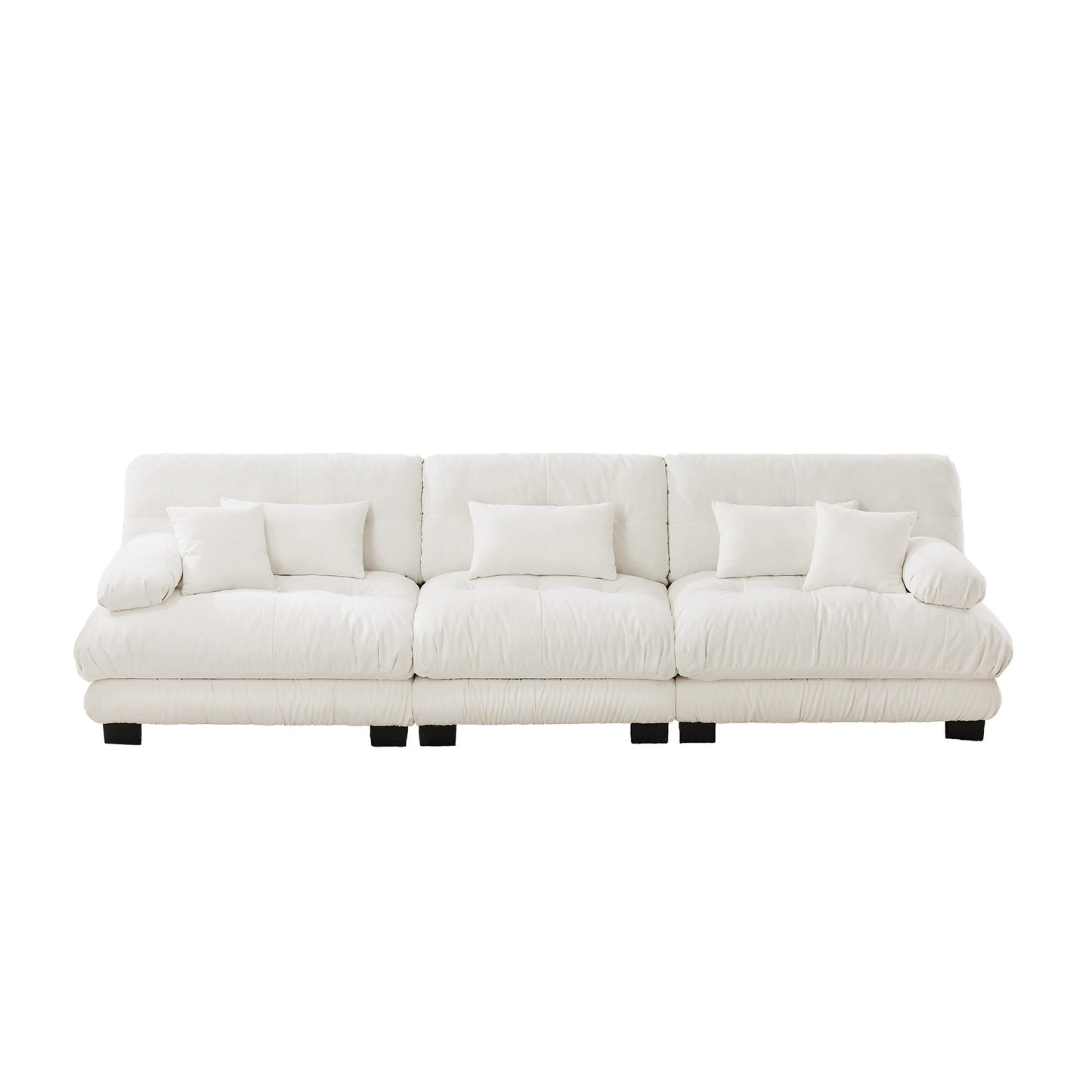 NEW Chenille Soft Comfy White Upholstered 3-Seater Sectional Sofa Modular Deep Seat Sofa Couch