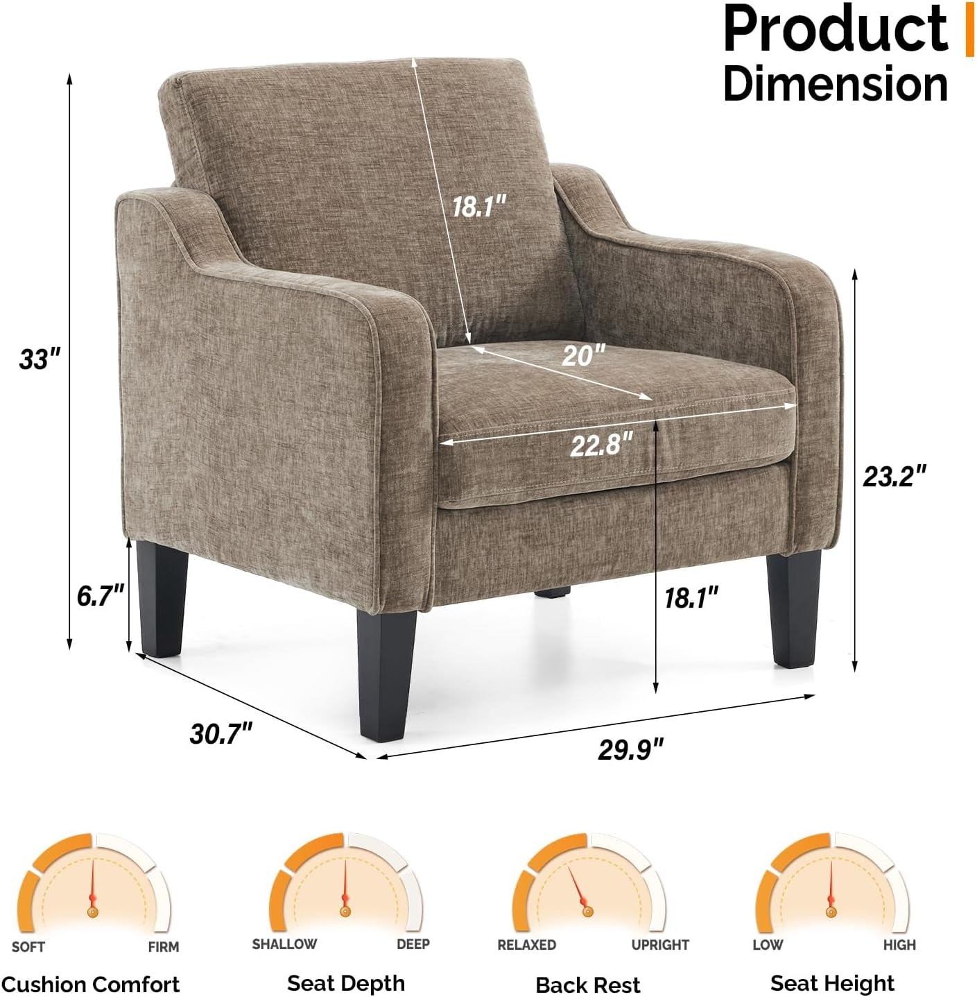 NEW Light Brown Mid Century Upholstered Accent Chairs Set