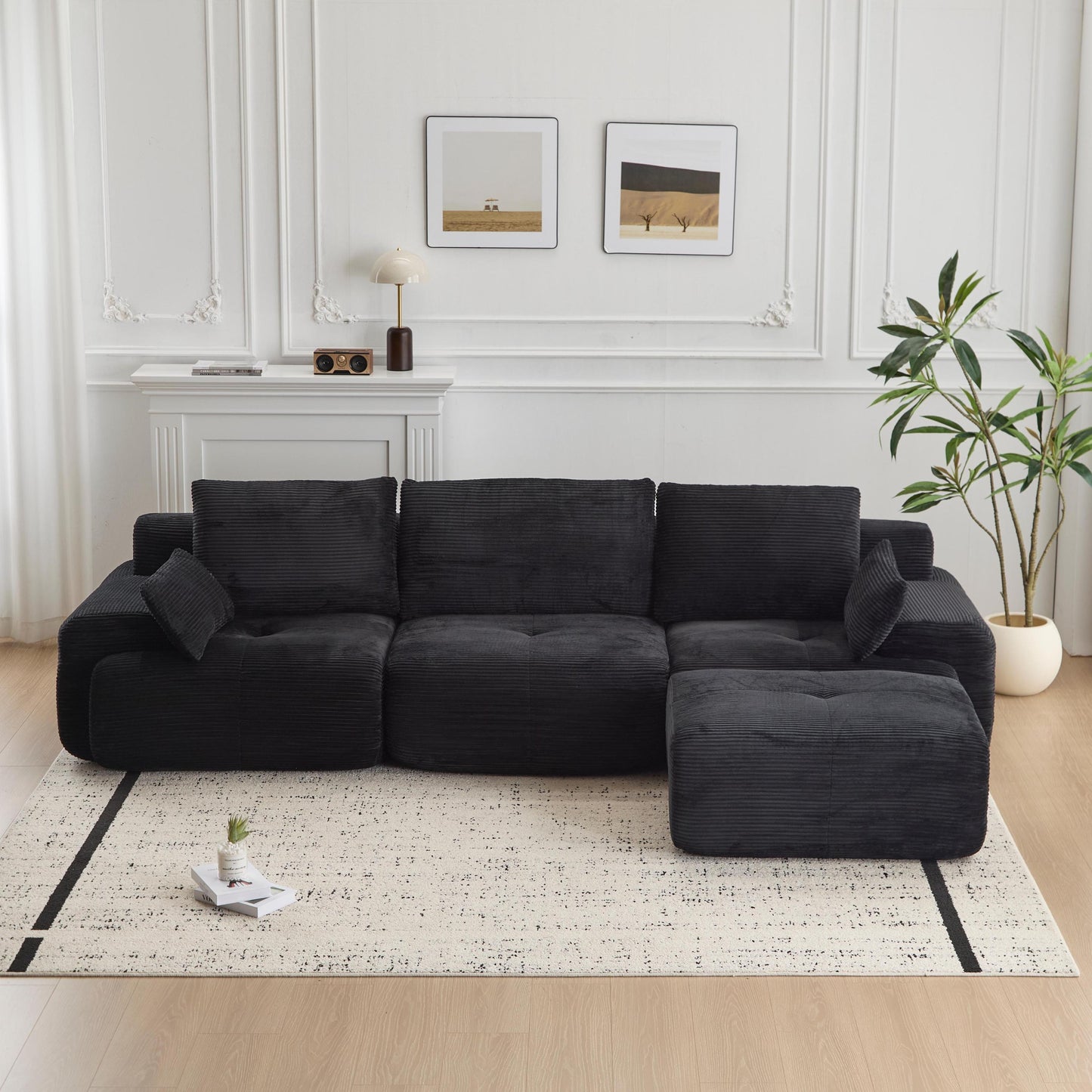 NEW Black Modern Large Memory Foam Sectional