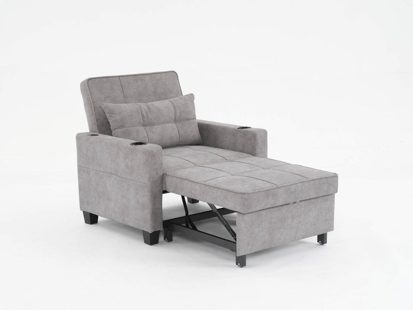 NEW Futon Chair Bed Convertible Chair 3-in-1 Pull Out Sleeper Chair Beds with USB Ports,Wear-resistant and Anti-scratch,  Armchair Bed Sleeper for Living Room (Light Grey Scratch Cloth)