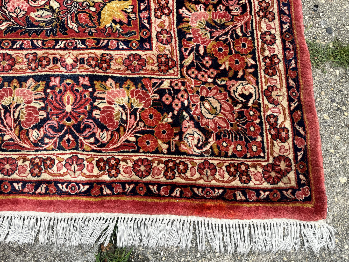 USED Large Antique Persian Sarouk Rug 11x18, Red, Floral Allover, Palace Size Wool Handmade Carpet