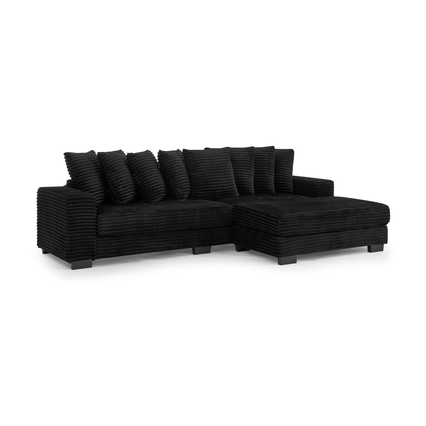 NEW Black Corduroy Tufted Upholstered L-Shaped Modular Convertible Sleeper Sectional Sofa Couch