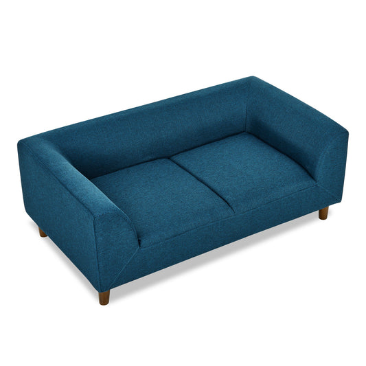 NEW Modern Blue Linen Rectangular Pet Sofa with Backrest and Armrests for Small and Medium Dogs