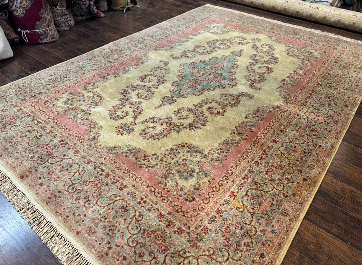 USED Karastan Rug 8.8 x 12, Pastel Ivory Kirman Rug #784, Wool Karastan Carpet, Original 700 Series, Vintage Karastan Area Rug, Discontinued