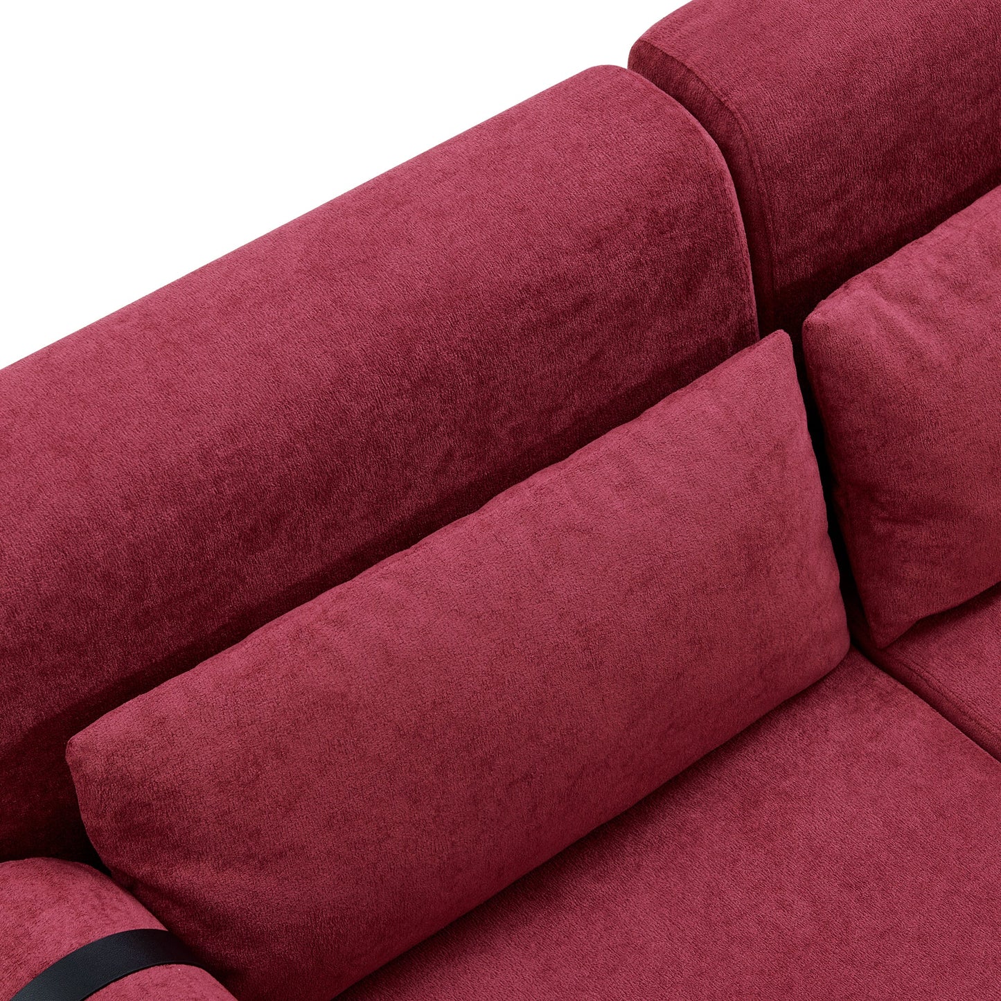 NEW Modern Red Chenille Loveseat 59' Sofa Couch 2-Seater with USB Ports Unique Cylindrical Armrests