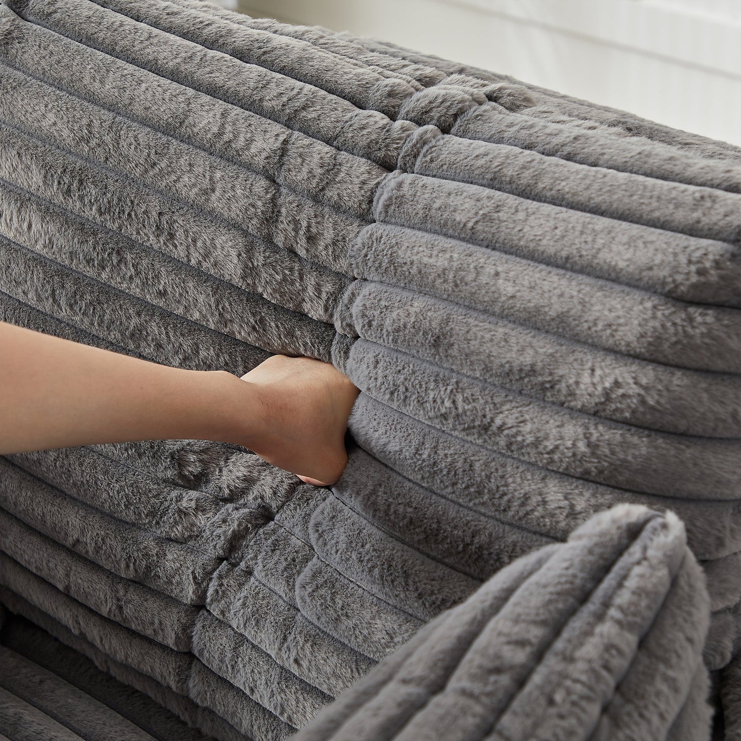 NEW 55''L Corduroy Sponge Single Sofa Fluffy Modern Sleeper Chair