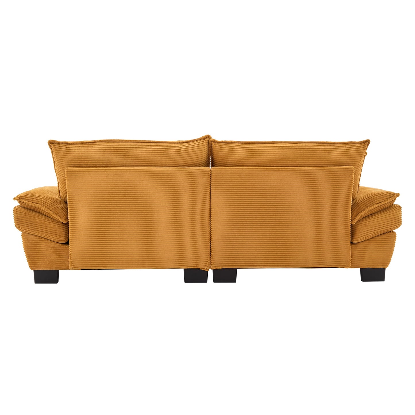 NEW Comfy Upholstered Deep Seat Yellow Corduroy Sleeper Couch Loveseat Sofa with Pillows