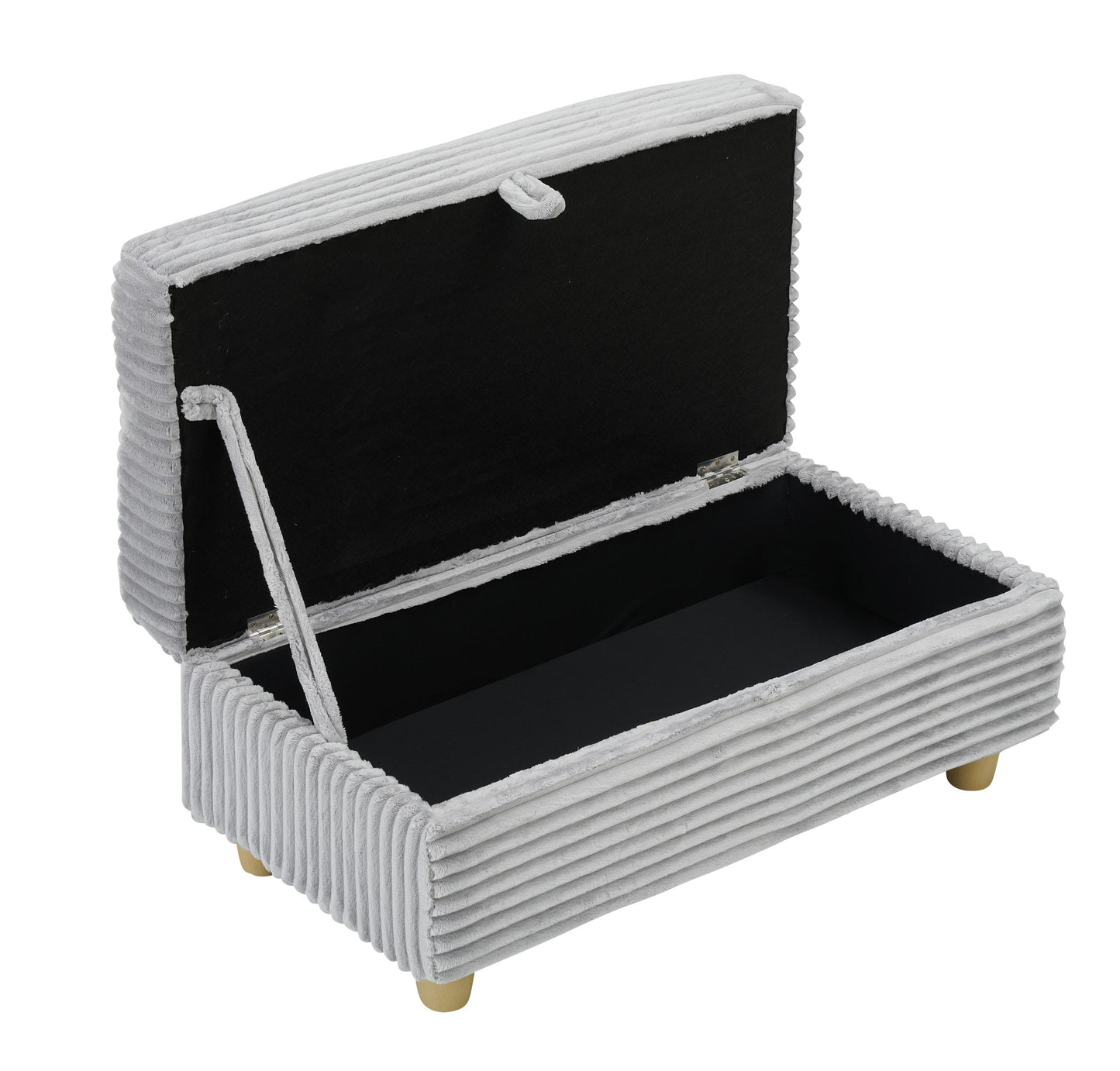 NEW Gray Corduroy Fabric Single Seater Oversized Loveseat with Storage Ottoman