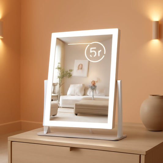 NEW 17In White Lighted Makeup Mirror 3 Color Lighting Modes And 5X Magnification