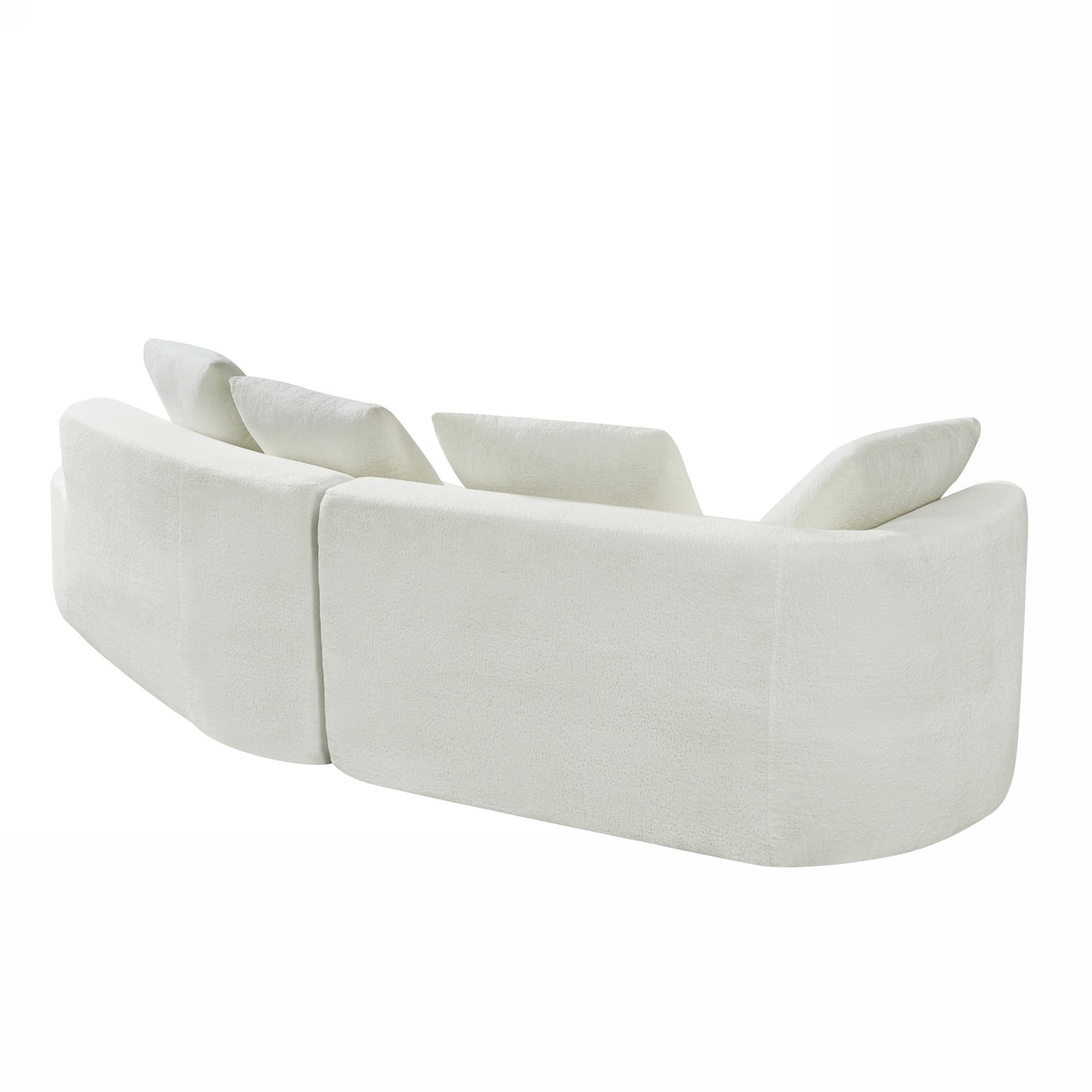 NEW 116' Modern Curved Sectional Sofa with High-Density Fully Compressed Sponge and Chaise Lounge, Pearl Upholstery, 2-Piece Set, Fully Assembled Right Hand Facing, Perfect for Living Room, Lounge