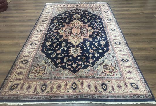 USED Karastan Rug Navy Serapi, Kara Shah Rug, Navy Blue, 5.6 x 8.6, Vintage Karastan Area Rug, Wool Pile Karastan Rug
