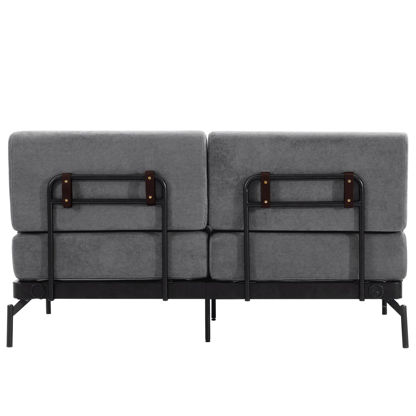 NEW Modern Grey Chenille 2 Seater Loveseat 59' Sofa Couch with USB Ports Unique Cylindrical Armrests