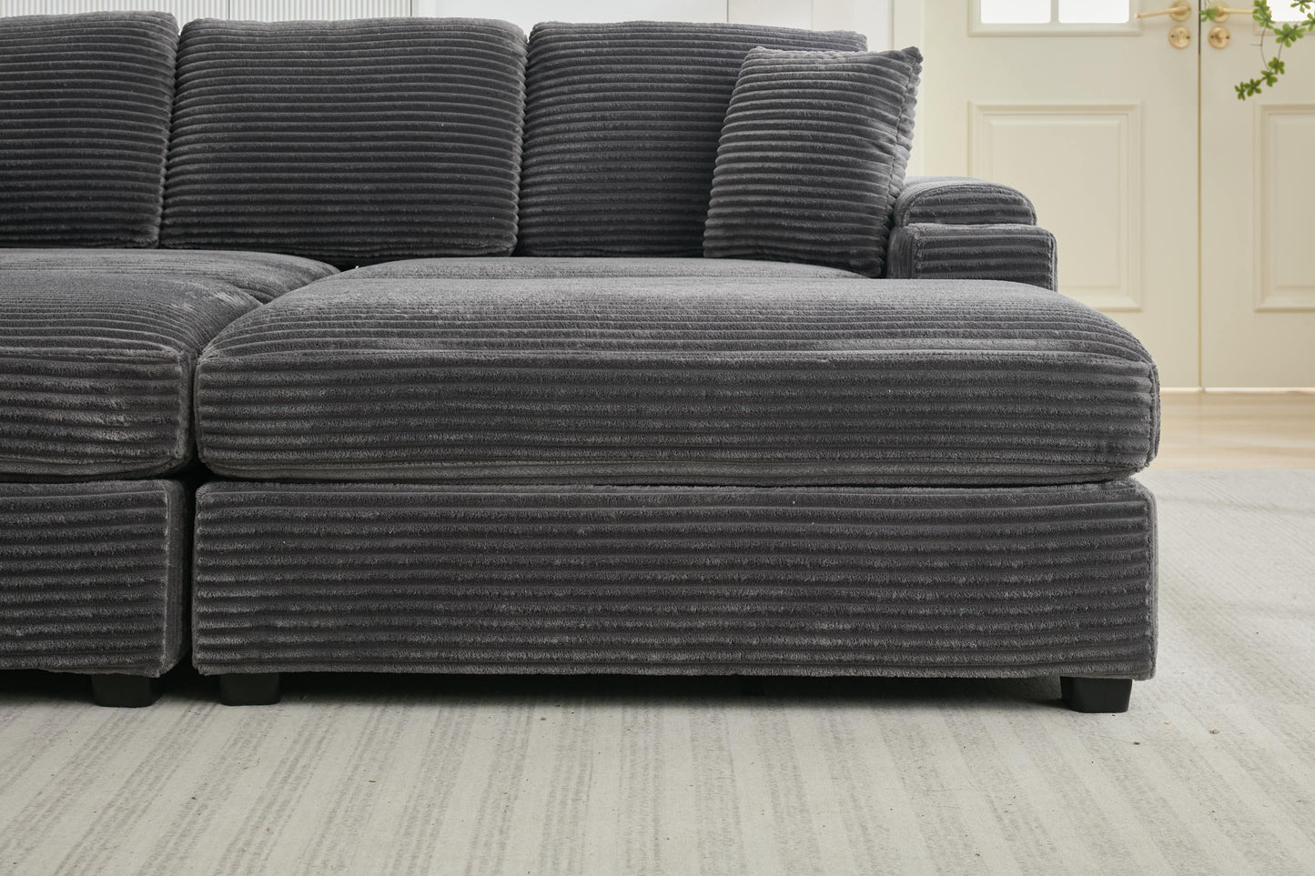 NEW Combination Modular Convertible Sectional Sofa Bed Set with Armrest Storage Stainless Steel Cup Holder USB