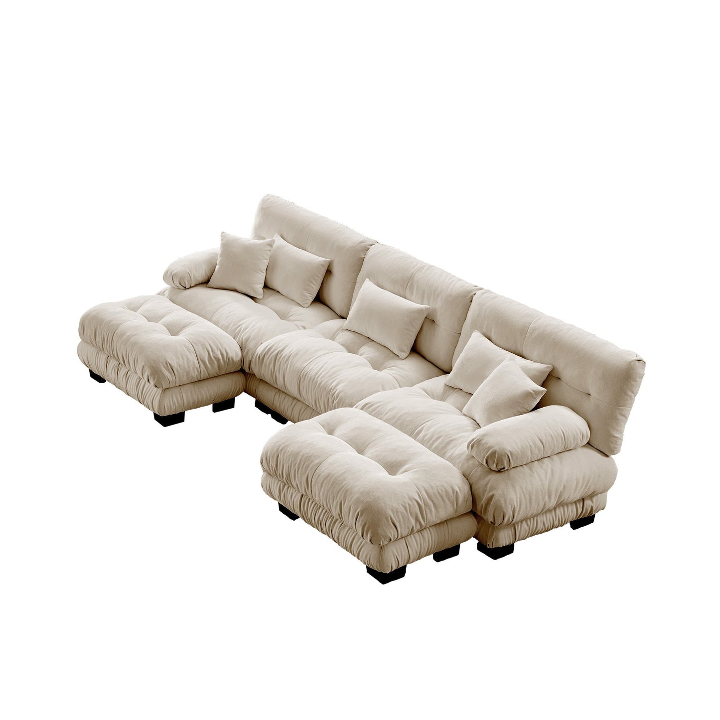 NEW Luxury Modular Sectional Sofa Couch - Oversized U Shaped Cloud Couch for Living Room,Deep Seat Sofa Couch with 2 Ottomans ,Chenille Light coffee