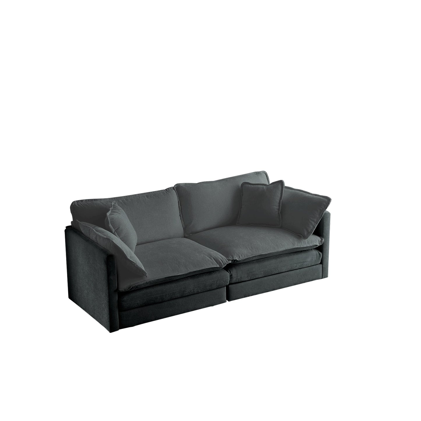 NEW Modern Gray Chenille Fabric Loveseat Upholstered Large Size Deep Seat 2-Seat Sofa Couch with 4 Pillows