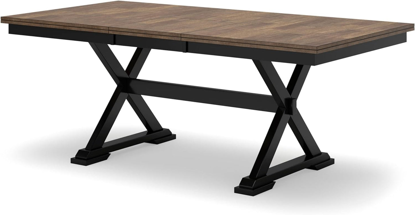 NEW Farmhouse Dining Extension Table Butterfly Leaf 6-8 Seater Black And Dark Brown