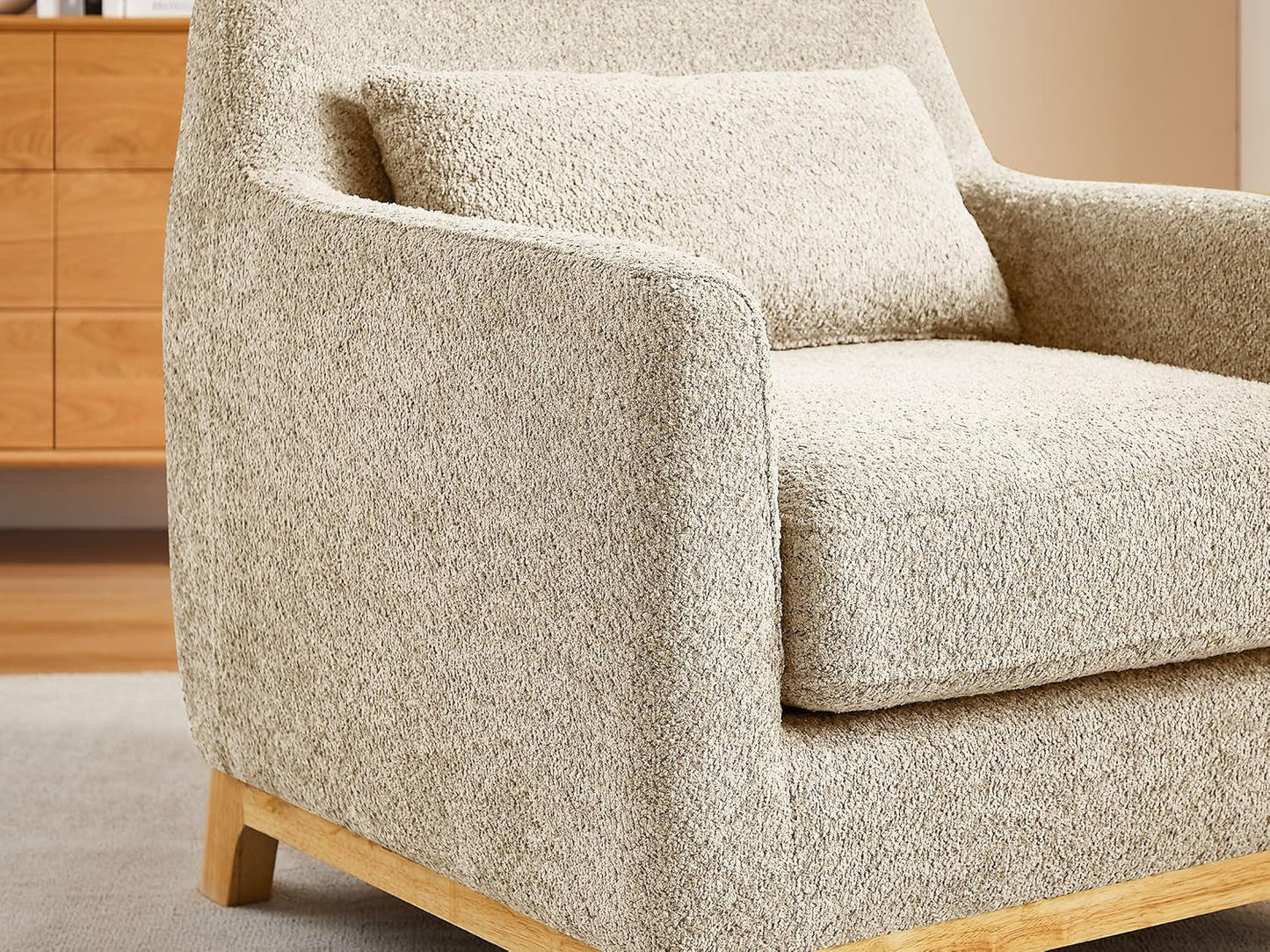 NEW Luxurious Sherpa Oversized Accent Chair Camel Plush