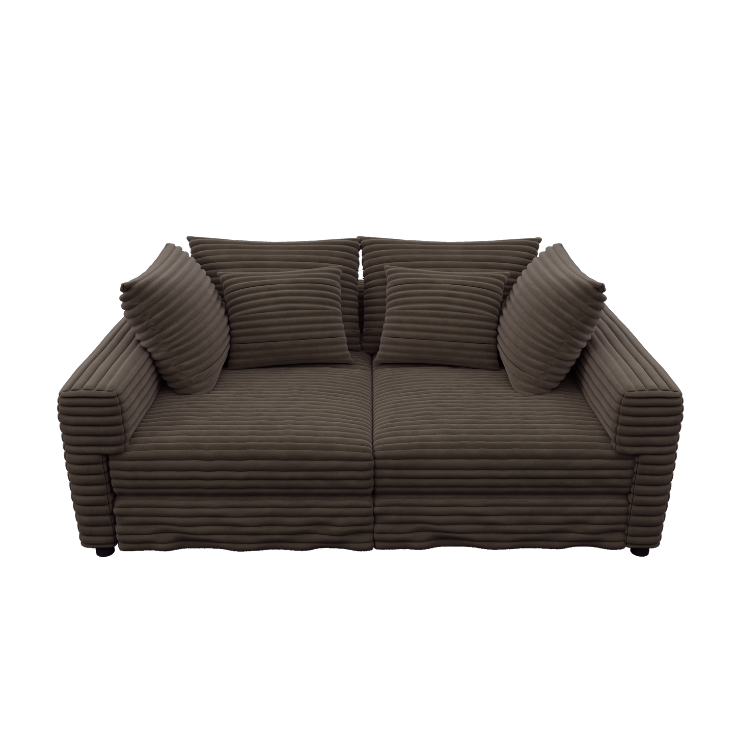 NEW 102.4' Modern Comfy Plush Upholstered Camel Corduroy 4-Seat Convertible Sofa Lounge Chair Comfy Upholstered Sofa Deep Seat Couch with Soft Pillows and Movable Ottoman