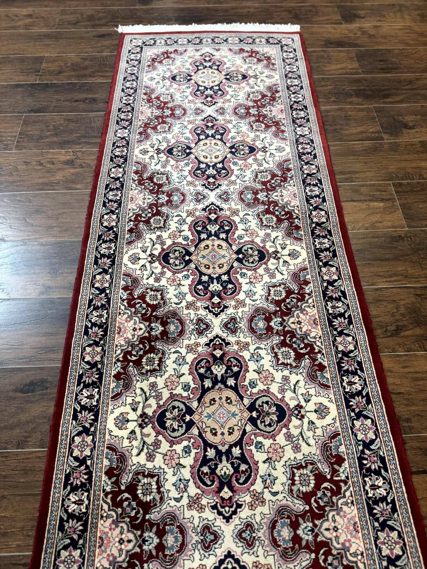 USED Sino Persian Runner Rug 2.7 x 8, Floral, Handmade, 250 KPSI
