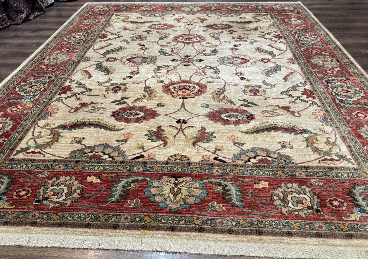 USED Karastan Rug 8.8 x 10, Ashara Agra Ivory #549, Wool, Vintage
