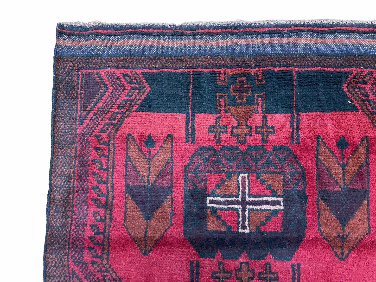 USED 2' 10" X 4'6" Vintage Handmade Tribal Wool Rug Balouchi Rug Afghan Rug Red Black
