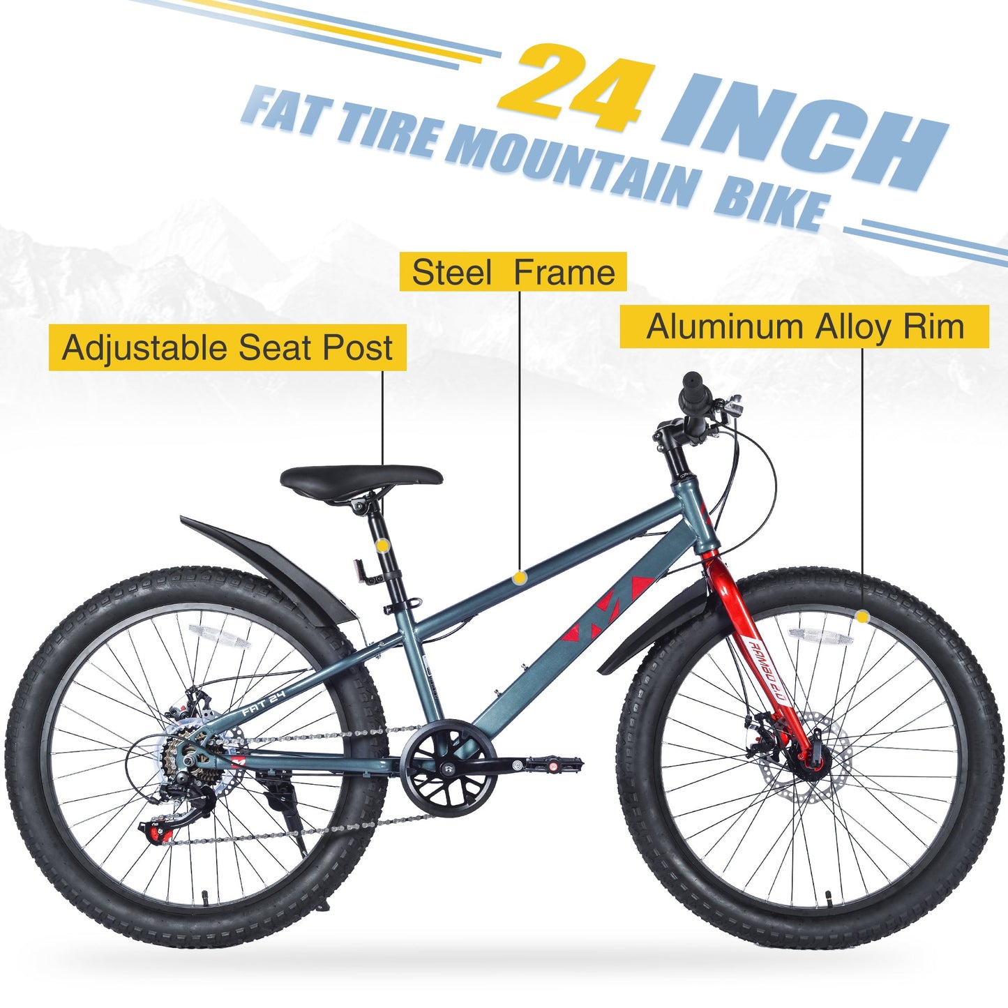 NEW Mountain Bike for Girls and Boys  Mountain 24 inch shimano 7-Speed bike