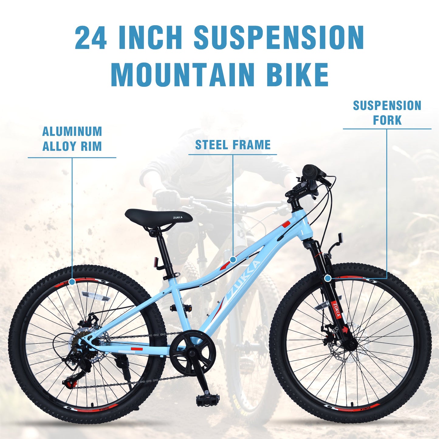 NEW Mountain Bike for Girls and Boys Mountain 24 inch shimano 6-Speed bike