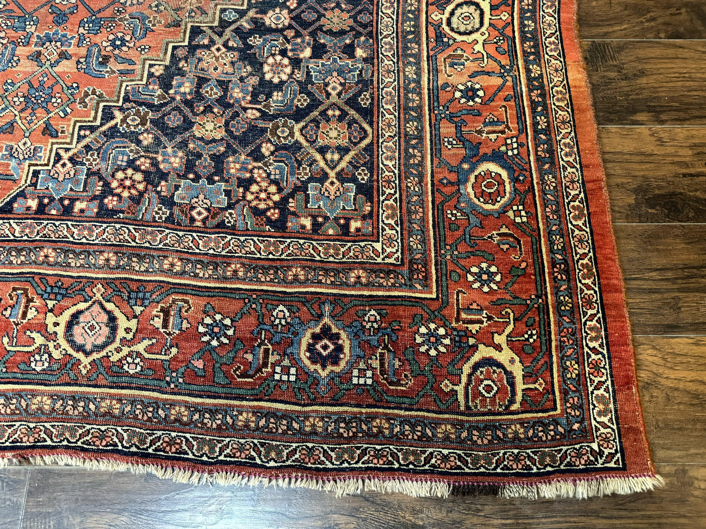 USED Antique Persian Bidjar Rug 8x12, Rare Persian Carpet