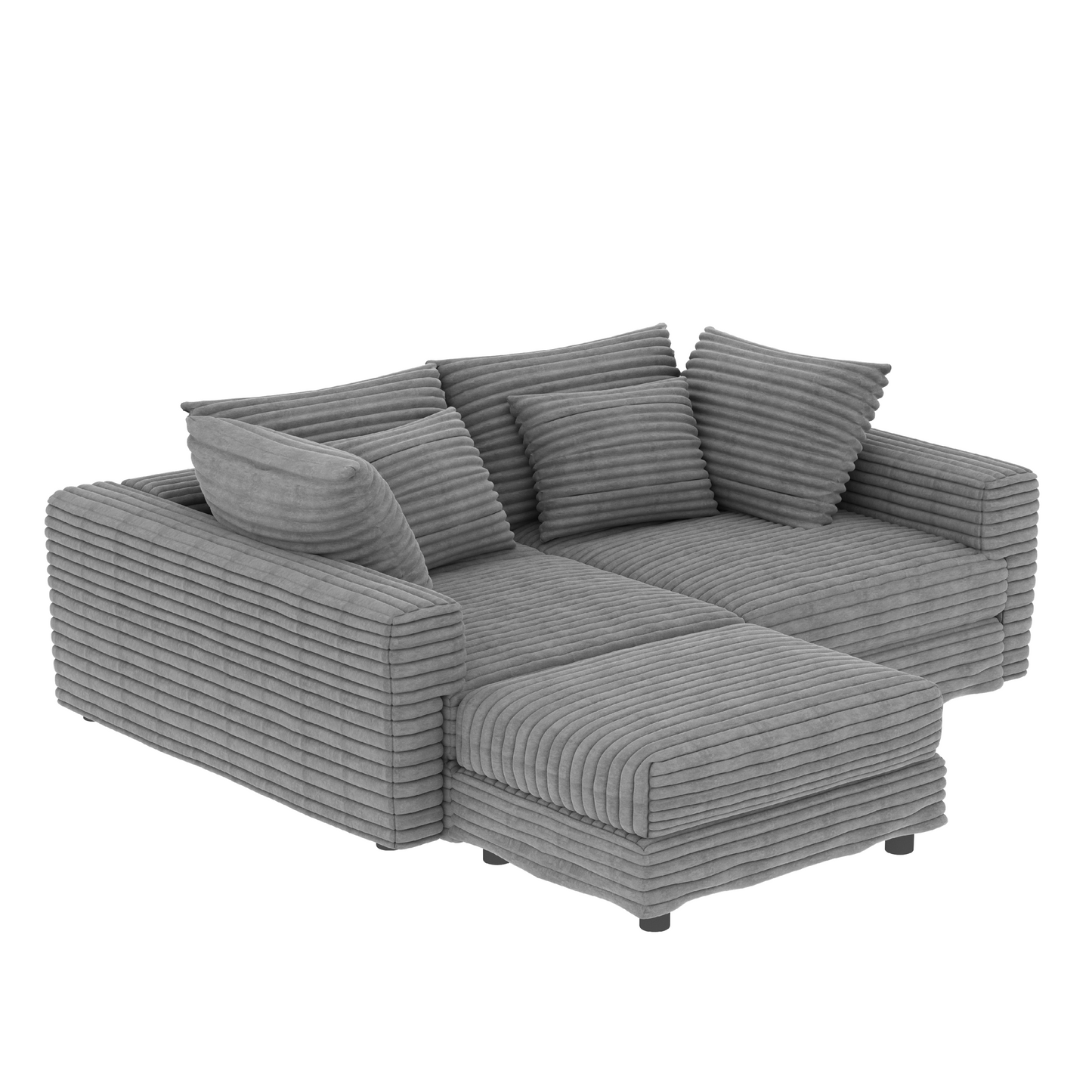 NEW 102.4' Grey Corduroy 4-Seat Comfy Upholstered Modern Plush Sofa