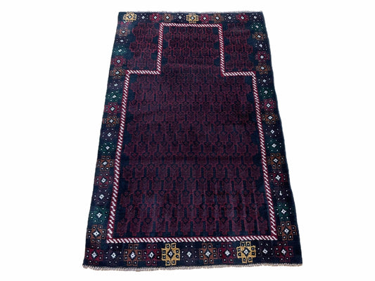 USED 3 X 5 Vintage Handmade Tribal Wool Rug Baluchi Rug Afghan Rug Balouch Rug 3x4.7