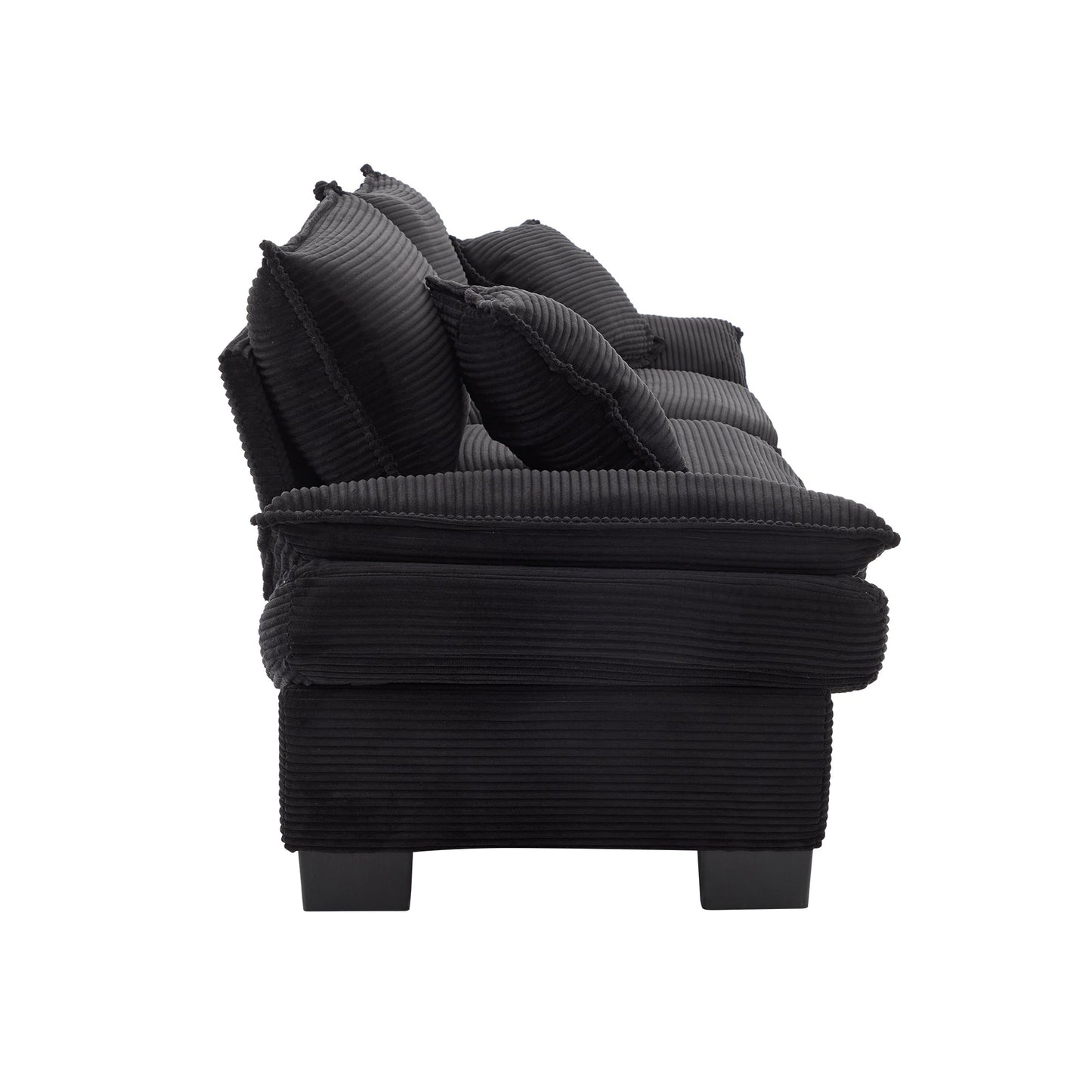 NEW Black Corduroy Sofa Sleeper Couch Loveseat Comfy Upholstered Deep Seat Sofa