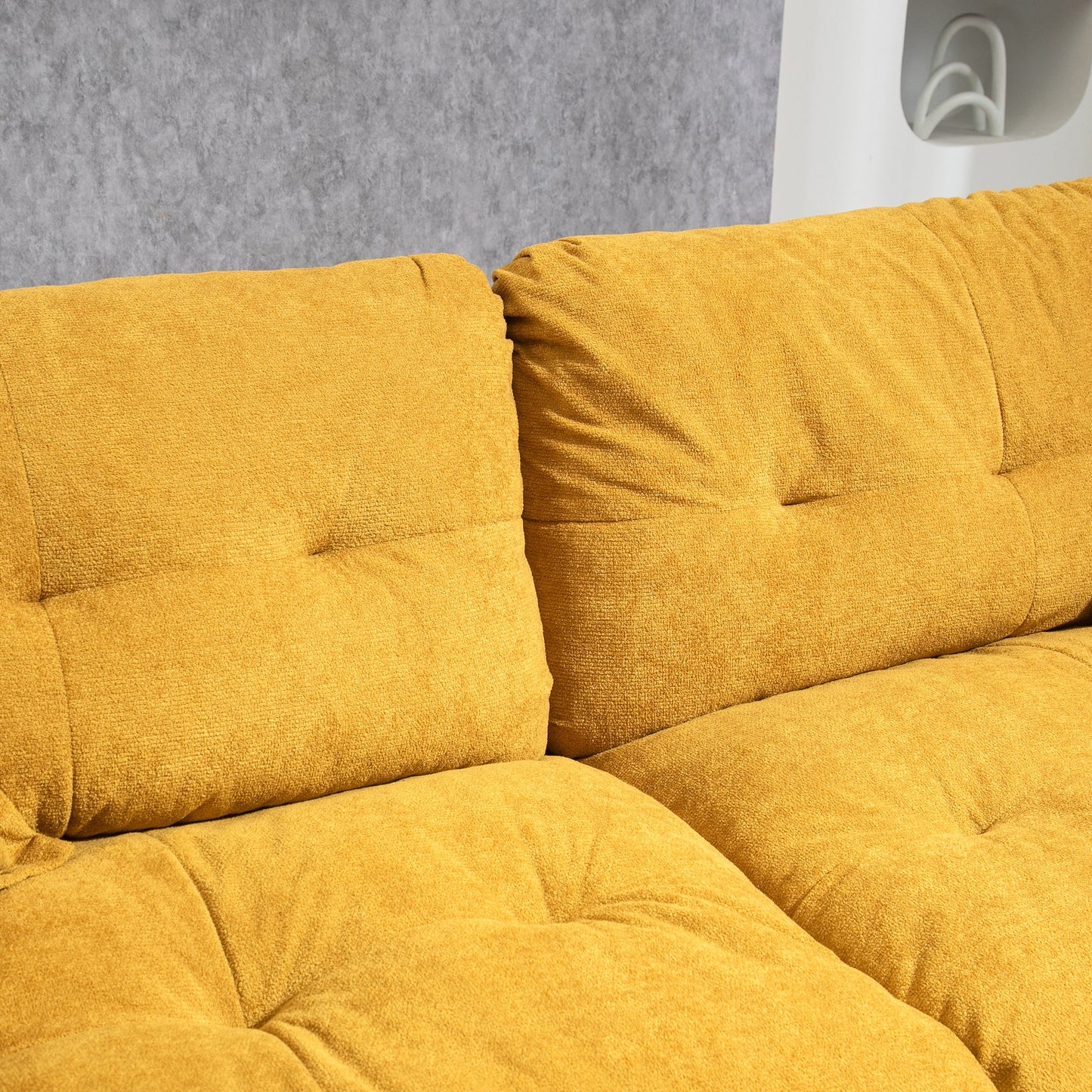 NEW 84' Chenille Sofa Small Sofa Loveseat Deep Seat Sofa Couch with 2 Throw Pillows & Memory Foam for Living Room Apartment Office Lounge-Yellow