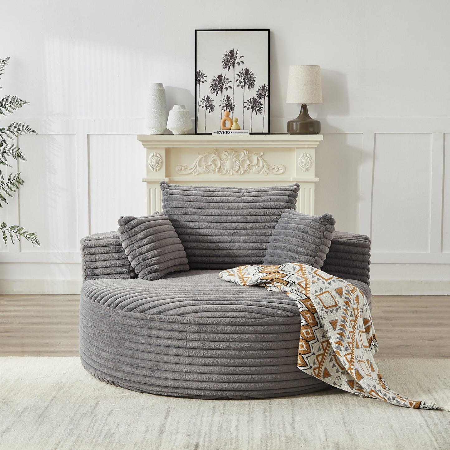 NEW 55''L Corduroy Sponge Single Sofa Fluffy Modern Sleeper Chair