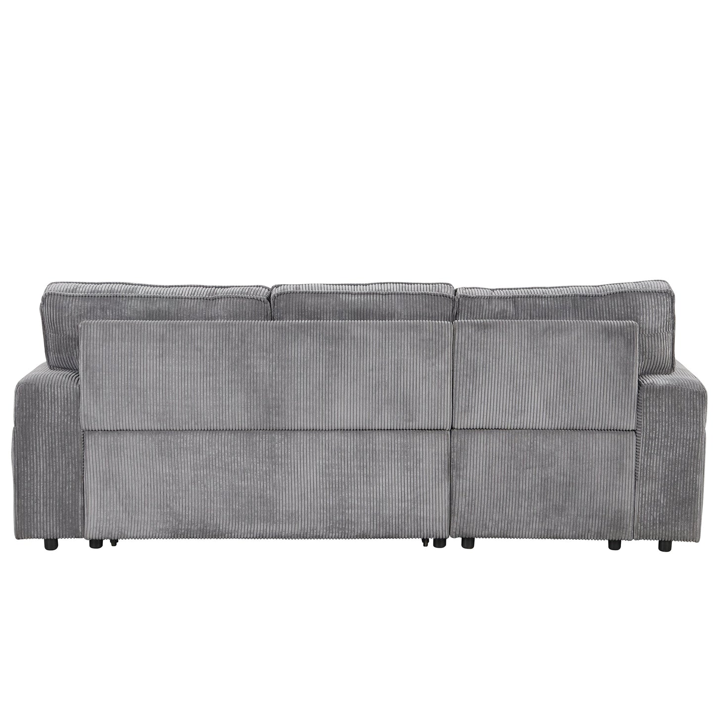 NEW U_STYLE Upholstery Sleeper Sectional Sofa with Storage Bags and 2 cup holders  on Arms