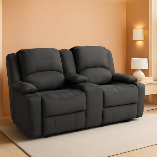 NEW 67 Inch Powered Wall Hugger Recliner Sofa Gunmetal Fabric