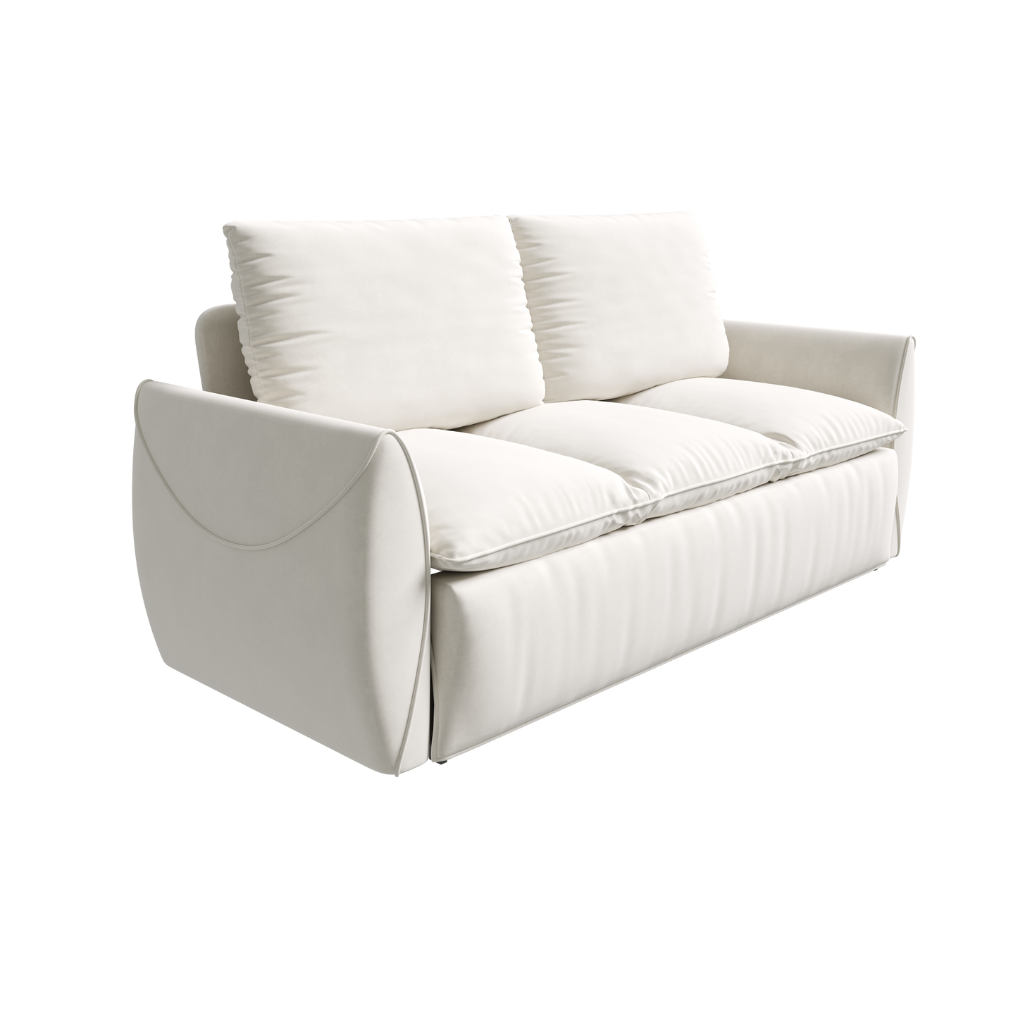 NEW 70.9' Beige Multi-Functional Velvet Loveseat Pull Out Sofa Bed 3-Seat Convertible Sleeper Couch with 2-in-1 Pillow and Blanket Set