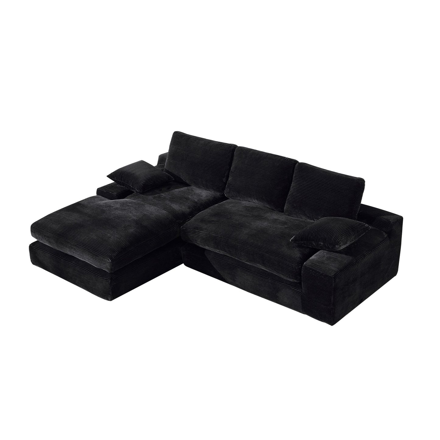 NEW 99*69' Modular Sectional Living Room Sofa Set, Modern Minimalist Style Couch, Upholstered Sleeper Sofa for Living Room, Bedroom, 2 PC Free Combination, Installation-free Sofa, L-Shape, Black