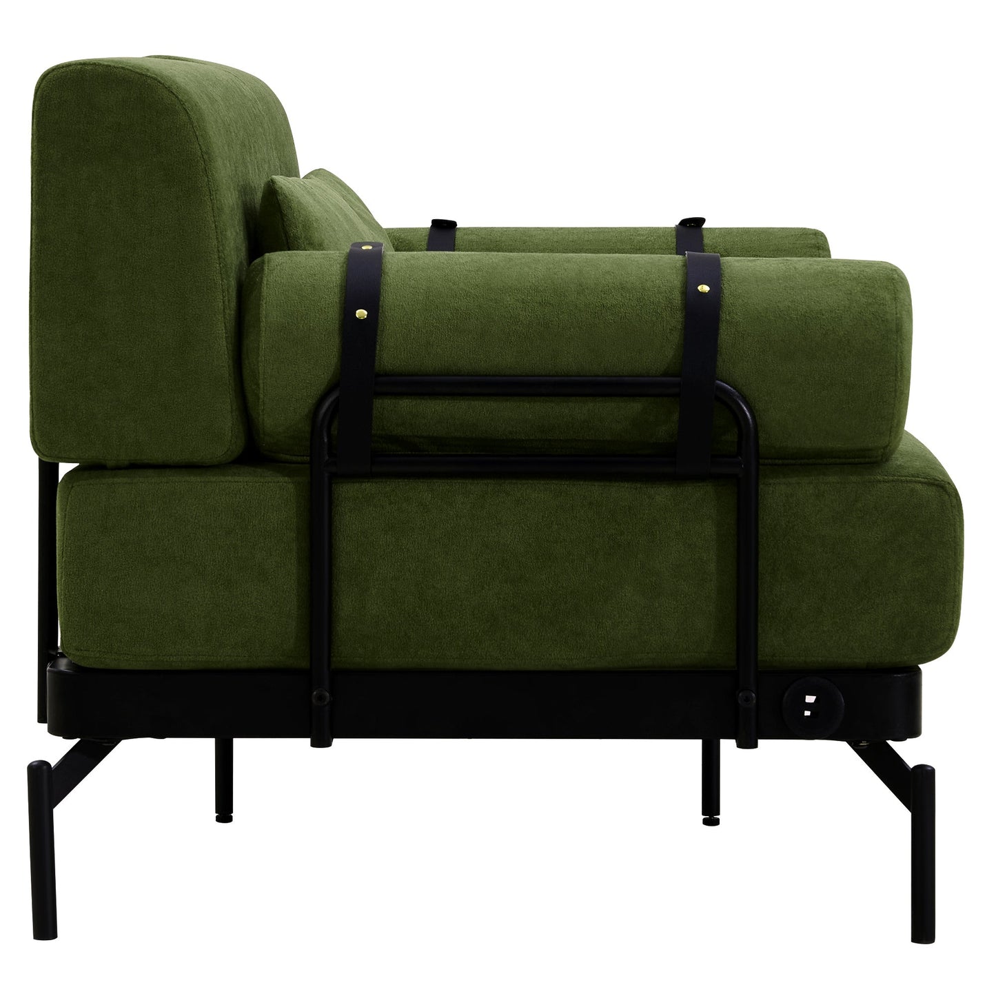 NEW Modern Green Chenille Foam 2 Seat Pillow Top Arms Metal Frame Loveseat