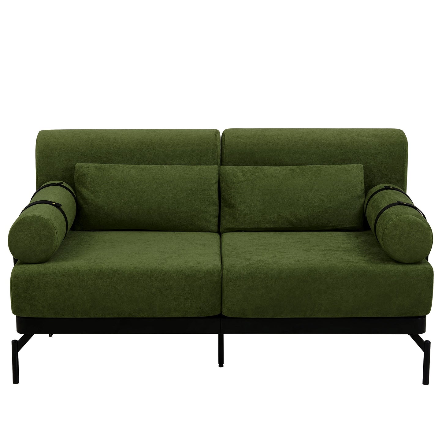 NEW Modern Green Chenille Foam 2 Seat Pillow Top Arms Metal Frame Loveseat