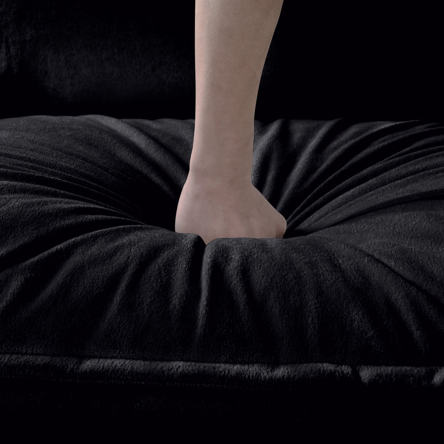 NEW Modern Chenille Deep Seat Sectional Sofa Cloud Couch with Ottoman, Comfy Love Seat Upholstered Modular L Shaped Couch, Black