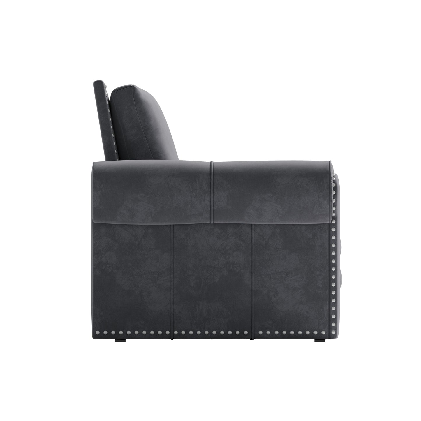 NEW 93.7' King Chesterfield Pull Out Couch Bed 3-in-1 Velvet Convertible Sleeper Sofa with Nailhead Trim & Rolled Arm