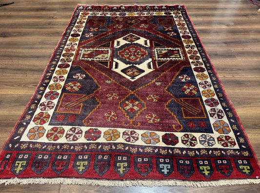 USED Turkish Kazak Rug 5x7, Geometric