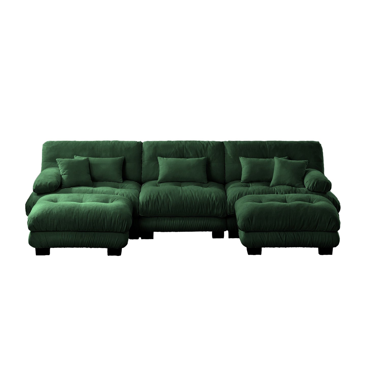 NEW Luxury Modular Sectional Sofa Couch - Oversized U Shaped Cloud Couch for Living Room,Deep Seat Sofa Couch with 2 Ottomans ,Chenille Green