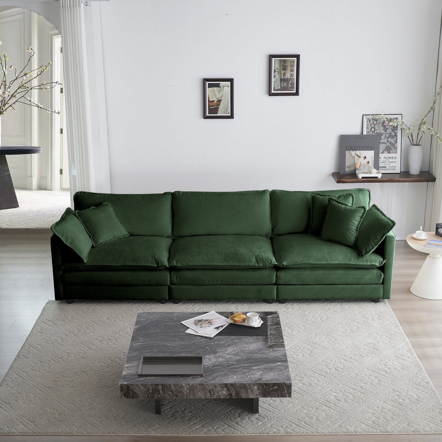 NEW 3 Piece Sofa Set Oversized Sofa Comfy Sofa Couch, 2 Pieces of 2 Seater and 1 Piece of 3 Seater Sofa  for Living Room, Deep Seat Sofa Green Chenille