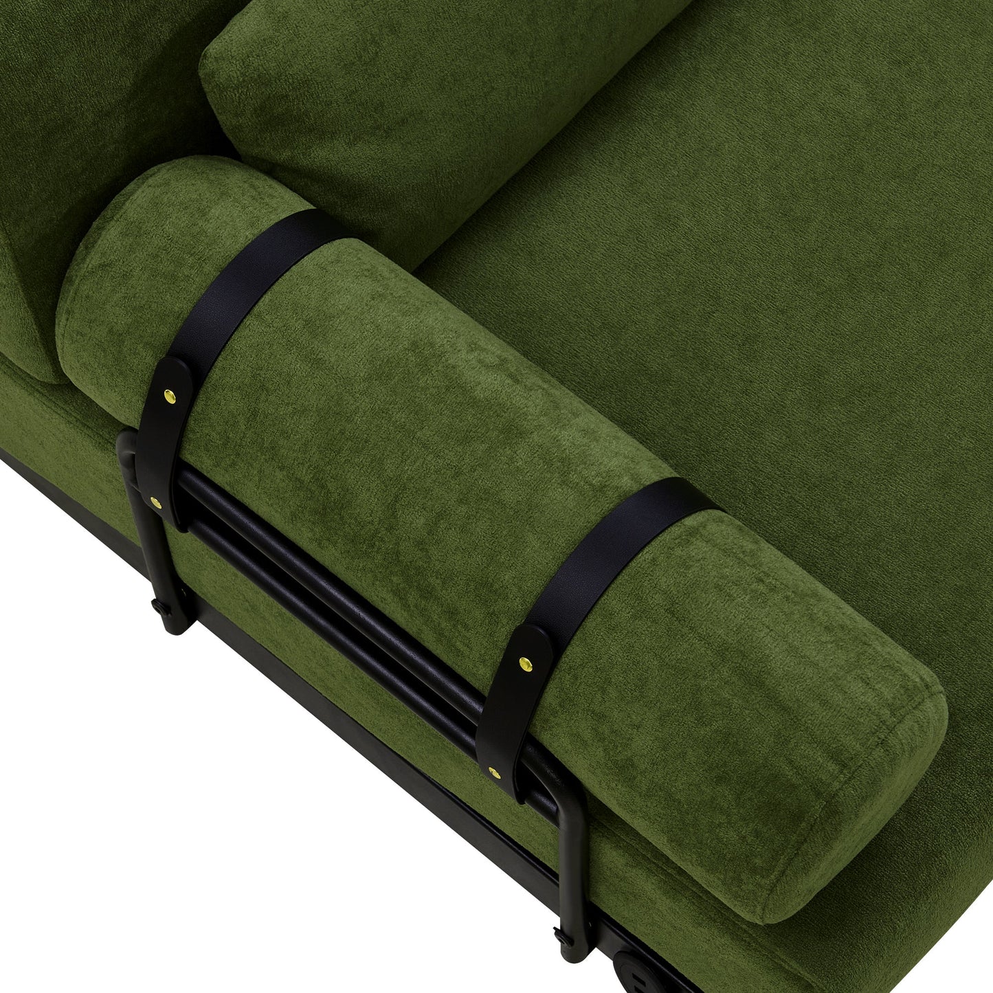 NEW Modern Green Chenille Foam 2 Seat Pillow Top Arms Metal Frame Loveseat