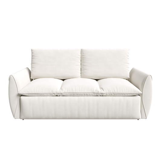 NEW 70.9' Beige Multi-Functional Velvet Loveseat Pull Out Sofa Bed 3-Seat Convertible Sleeper Couch with 2-in-1 Pillow and Blanket Set