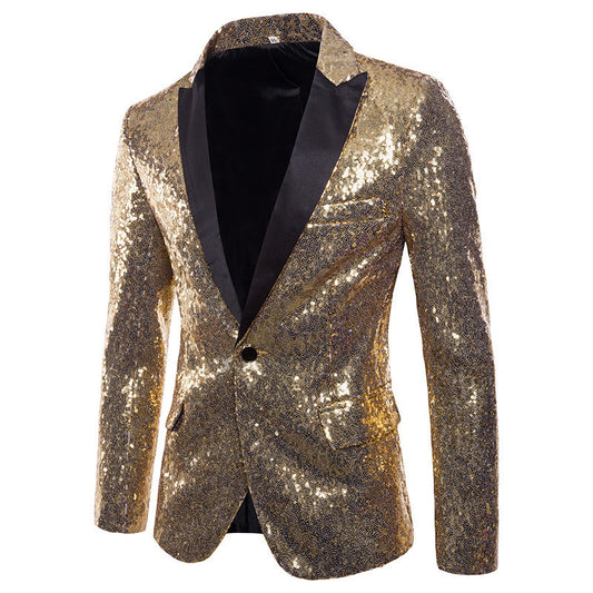 NEW Men's Banquet Stage Costume Bar Sequin Suit Jacket