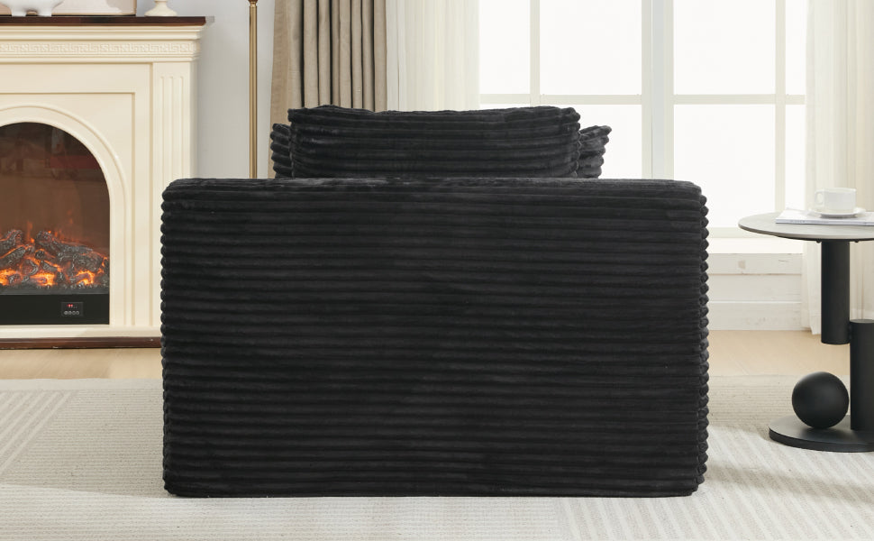 NEW Modern Black Corduroy Chaise Lounge Sofa Bed with Removable Pillows, 48.8' Upholstered Sleeper Sofa