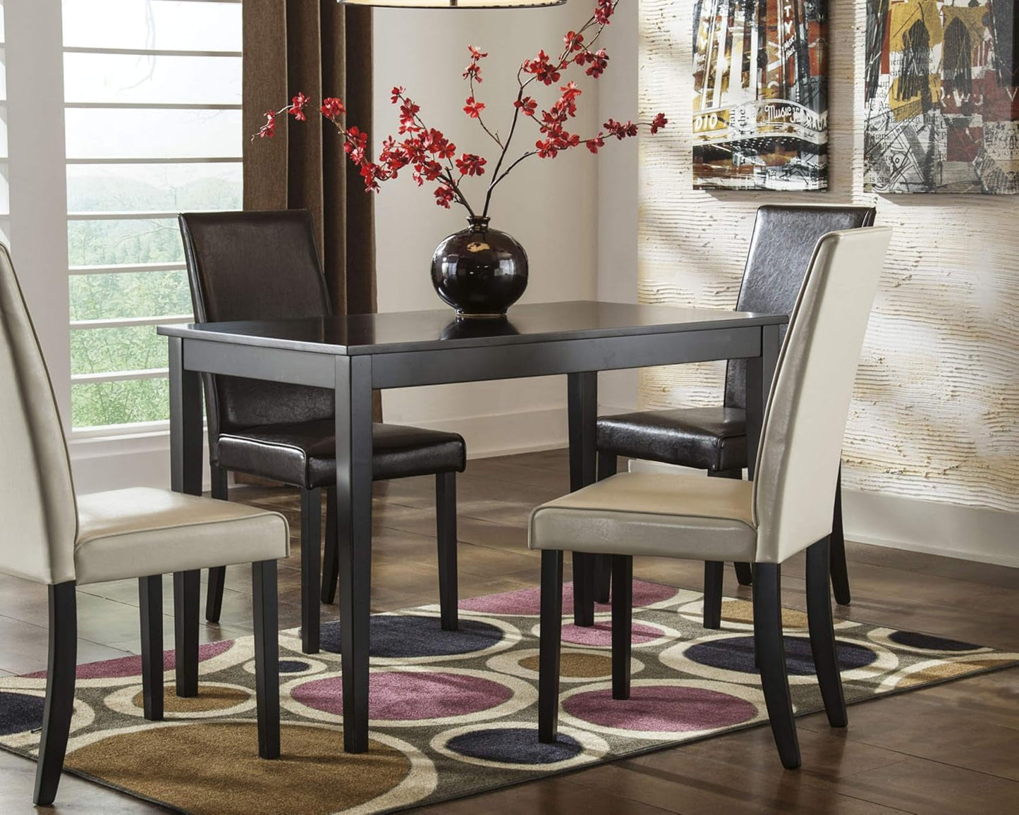 NEW Kimonte Black Dining Room Table Rectangular Contemporary