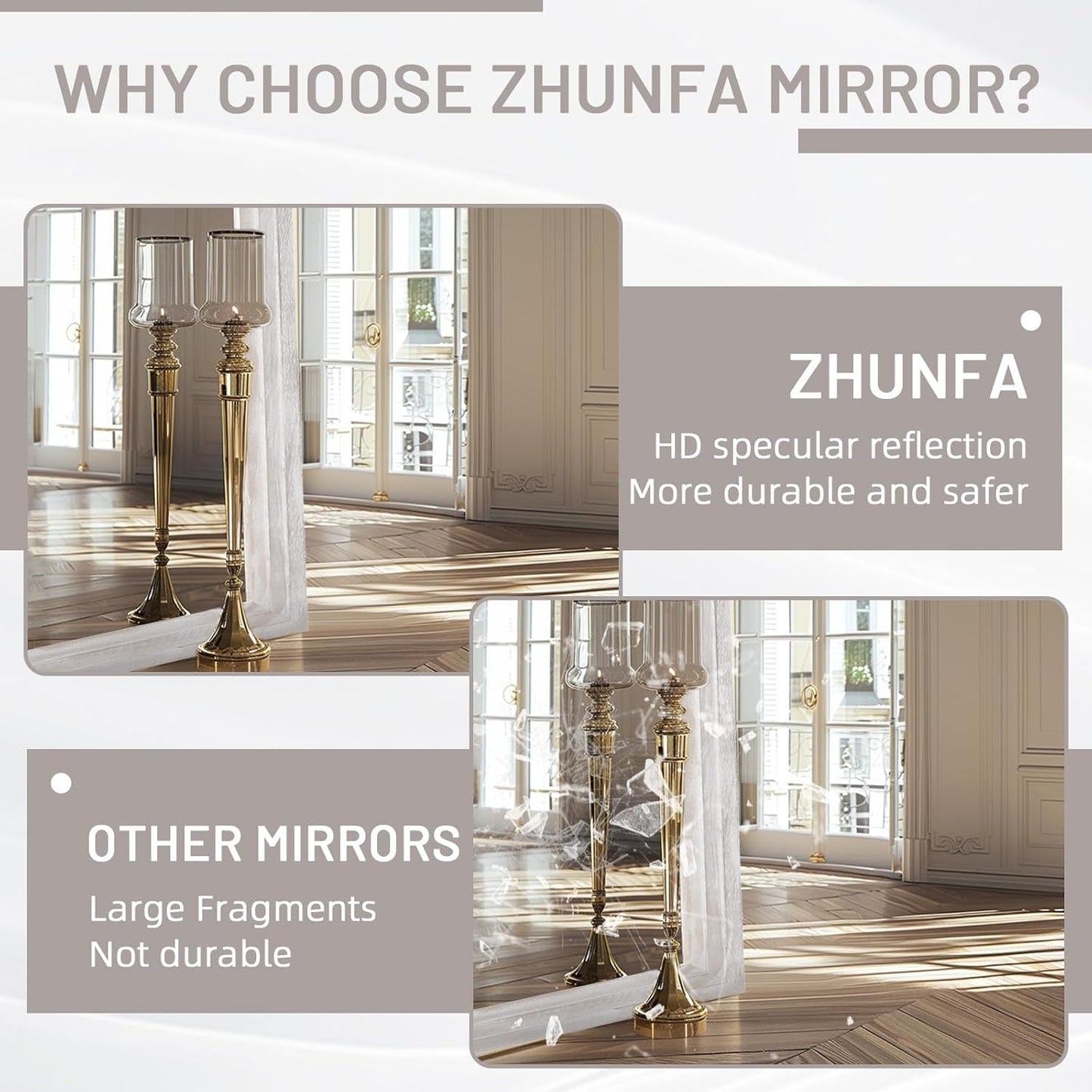 NEW Arched Full Length Mirror With Solid Wood Frame 71x32 Rustic White